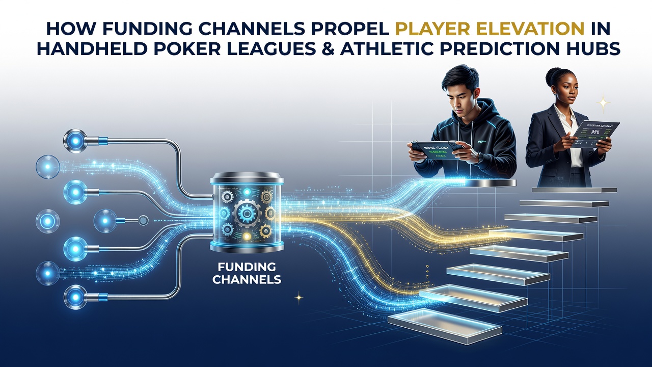 Mobile poker app interface showing funding options and player progression tiers on a handheld device
