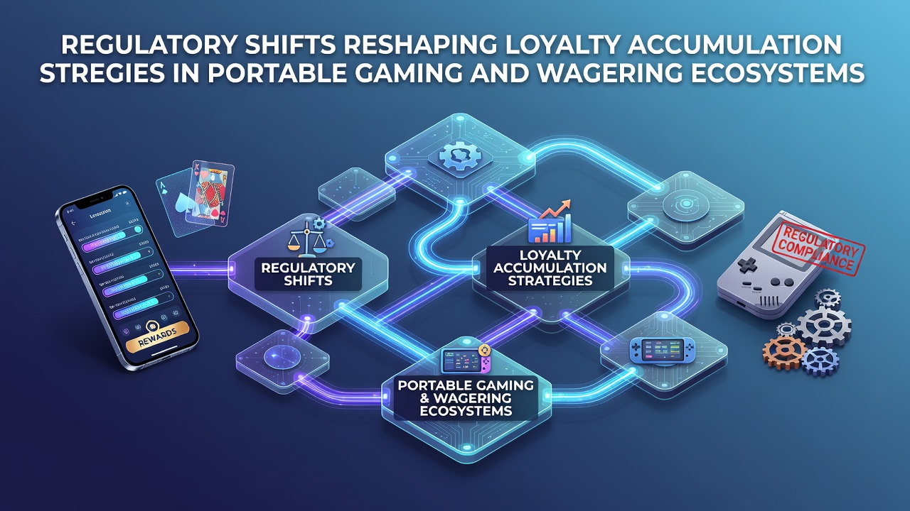 Mobile gaming devices displaying loyalty program interfaces with regulatory compliance indicators